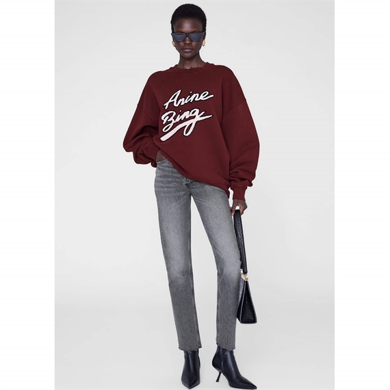 Anine Bing Miles Chenille Signature Sweatshirt, Cabernet